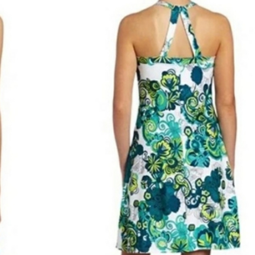 Prana Floral Halter Dress - Blue and Green